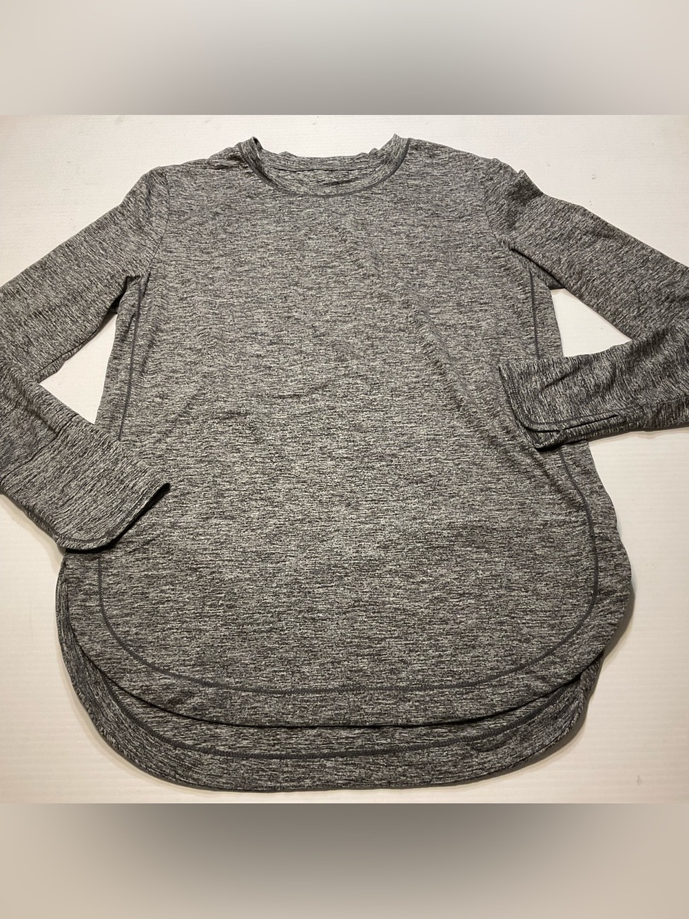 Women’s Running Shirt Sz S Black Grey Active Thumb Holes Yoga Top Members Mark